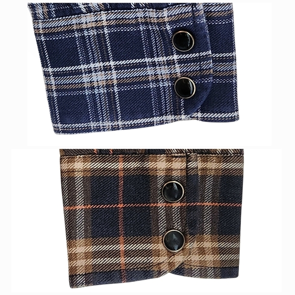 Dickies Flannel Shirt Bundle Men's Large Blue Navy Plaid Cotton Snap Button - Picture 11 of 12